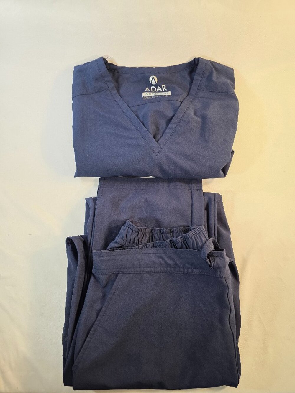 Adar Addition Women’s Slim V-Neck Scrub Set Stretch Cargo Pants & Top Blue Med